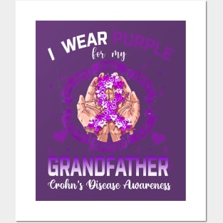 I Wear Purple For My Grandfather Crohn's Disease Awareness Posters and Art